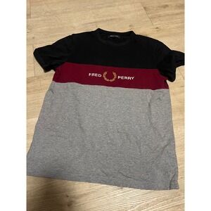 Fred Perry Mens Colorblock Logo Shirt Gray Black Red Sz M Rancid Oi! Sham 69 GBH